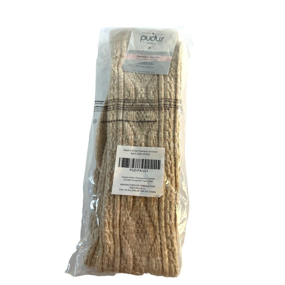 Pudus Lifestyle Women’s Sweater Socks Beige Size 6-10